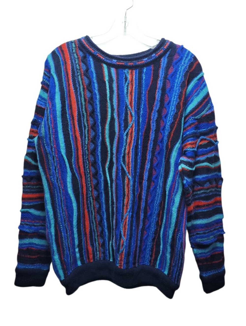 Vintage Purely Australian Coogi Style 3D Textured Knit 100% Wool Sweater